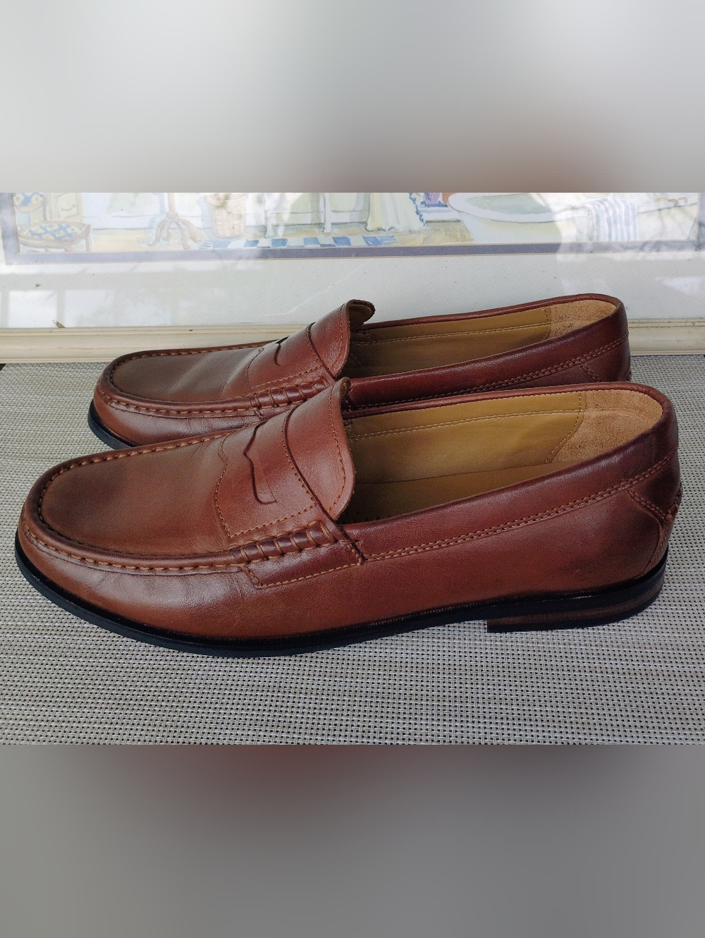 Men's Cole Haan "Grand.OS" Pinch Hand Sewn Brown Leather Penny Loafers. Size 9M.